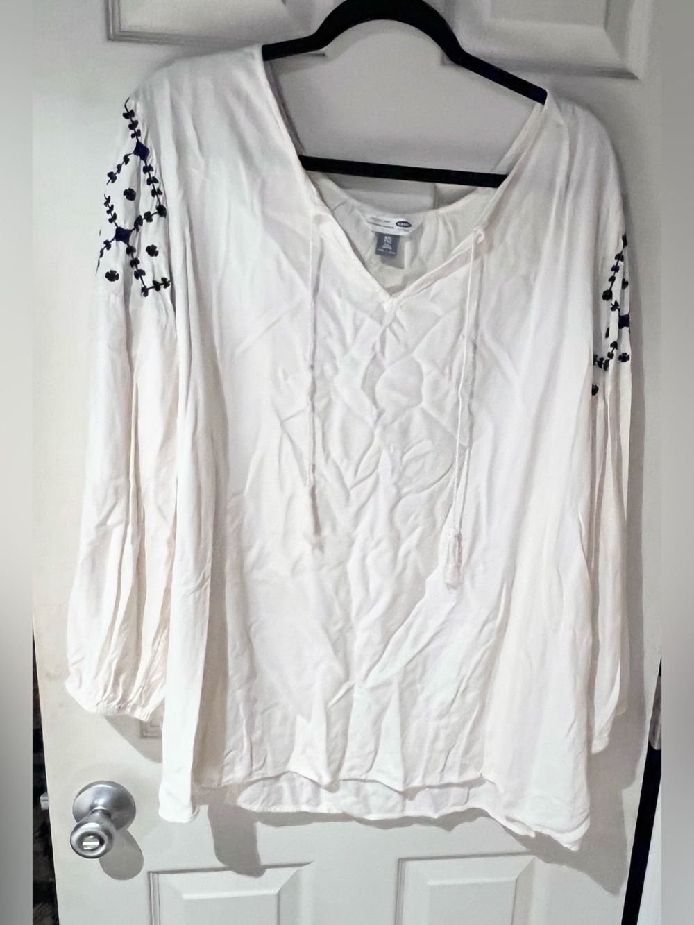 Old Navy White Embroidered Peasant Tunic Top Size XXL